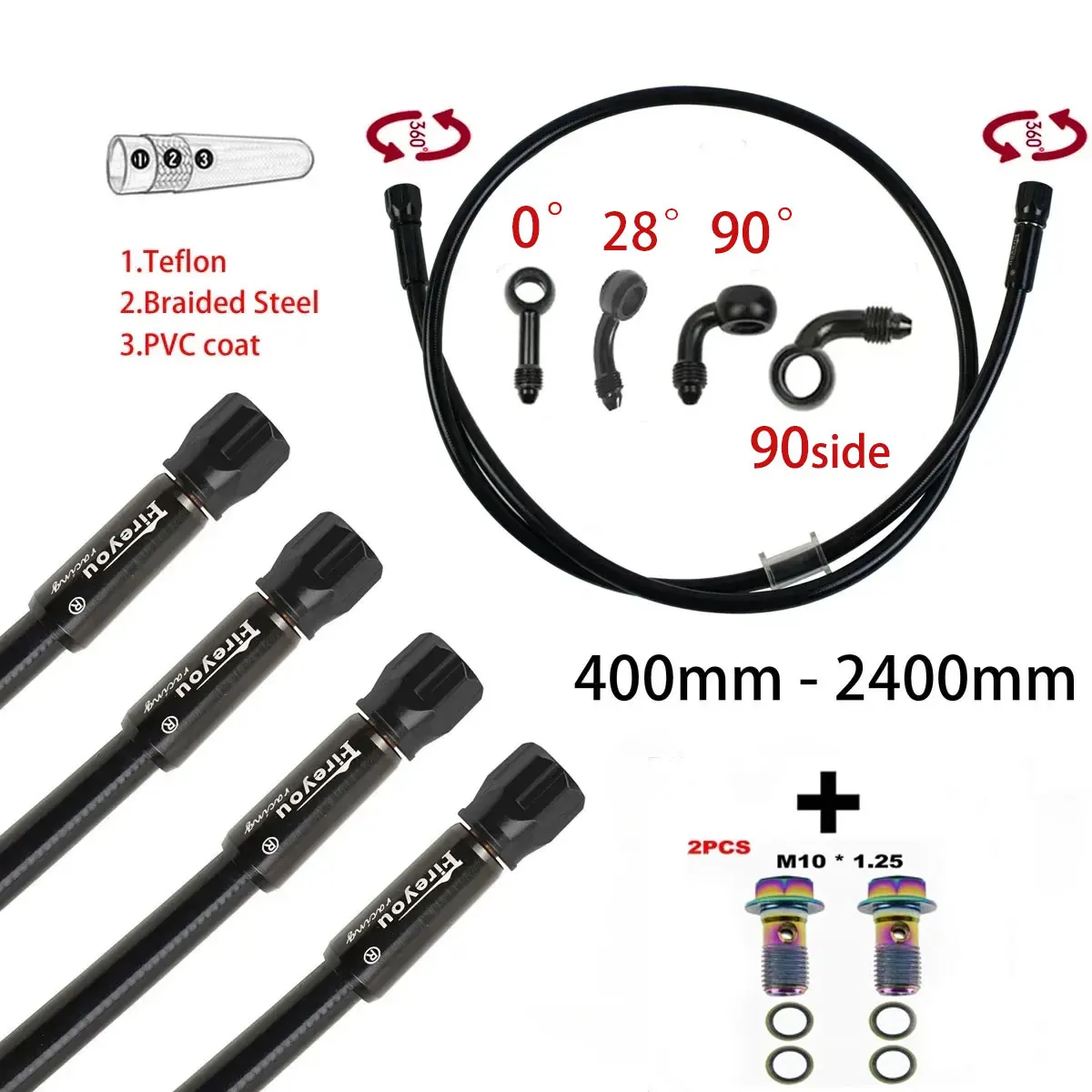 Motorcycle Brake Cable - AN3 tuyau de frein tressé moto